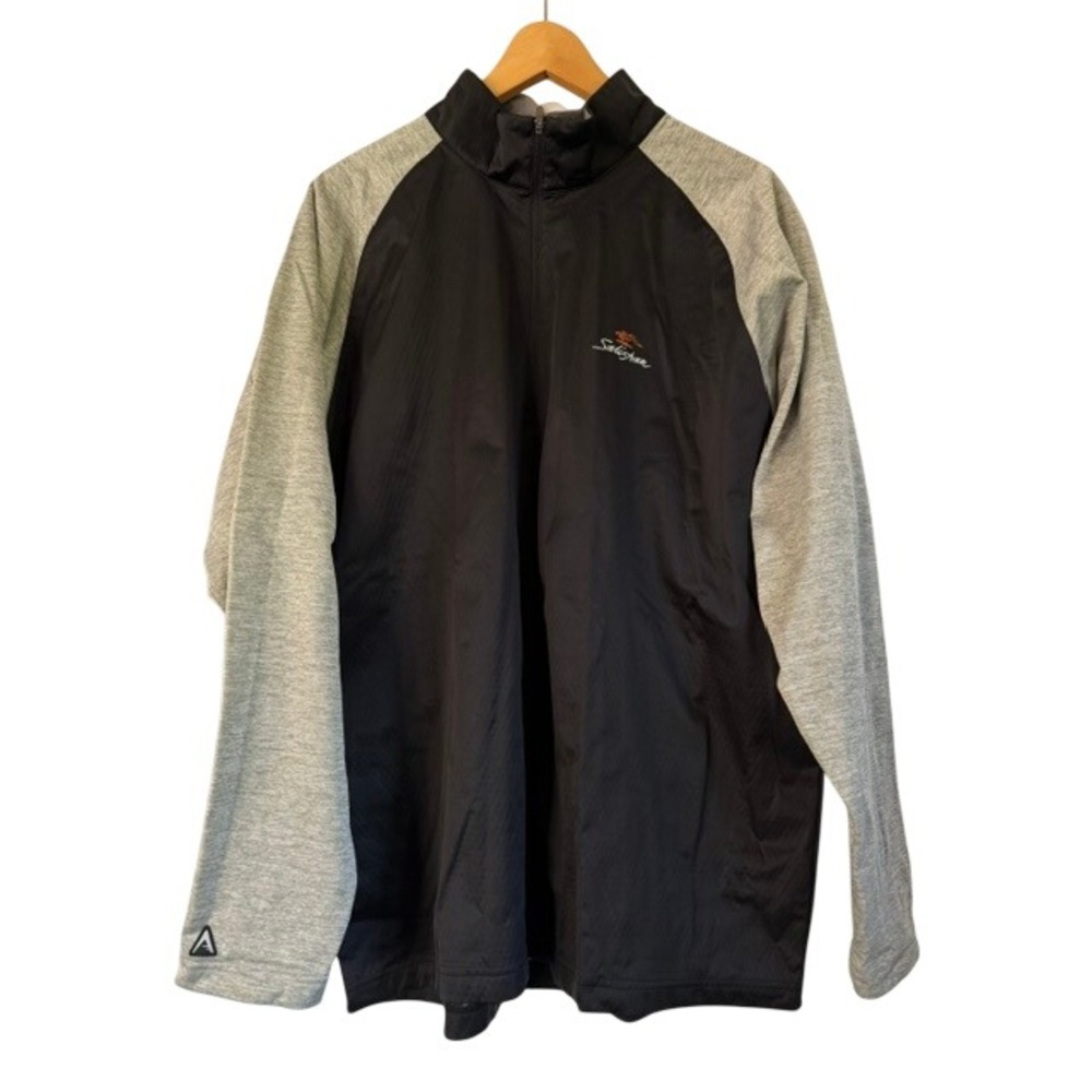 Antigua Mens XL Salishan Quarter Zip Pullover Black Grey Raglan Sleeve Jacket